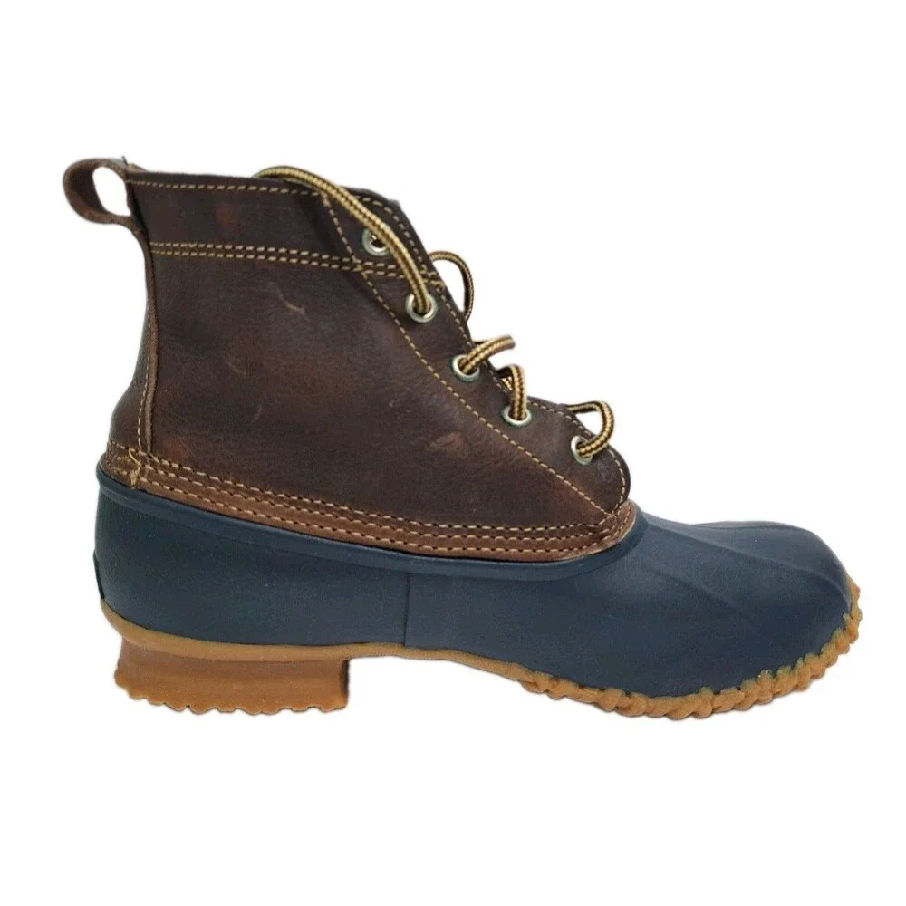 Eddie Bauer Men's Size 9 Rubber BOOTS Leather Duck Hunting Rain Shoes Waterproof